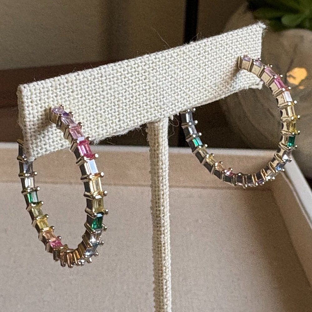 Spring Rainbow Crystal Hoops - image 1